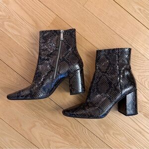 Zara Snake Patterned Ankle Boots Size 8